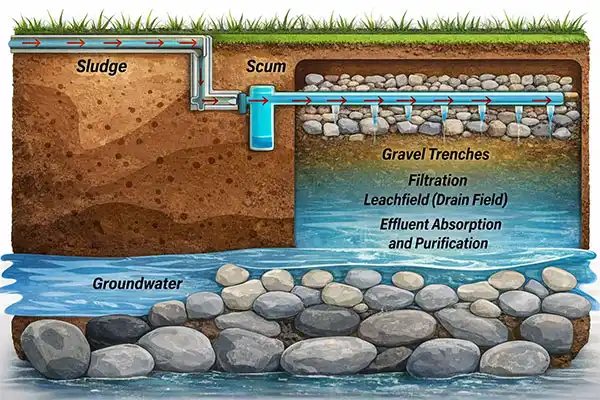 Different problems in a Septic Tank
