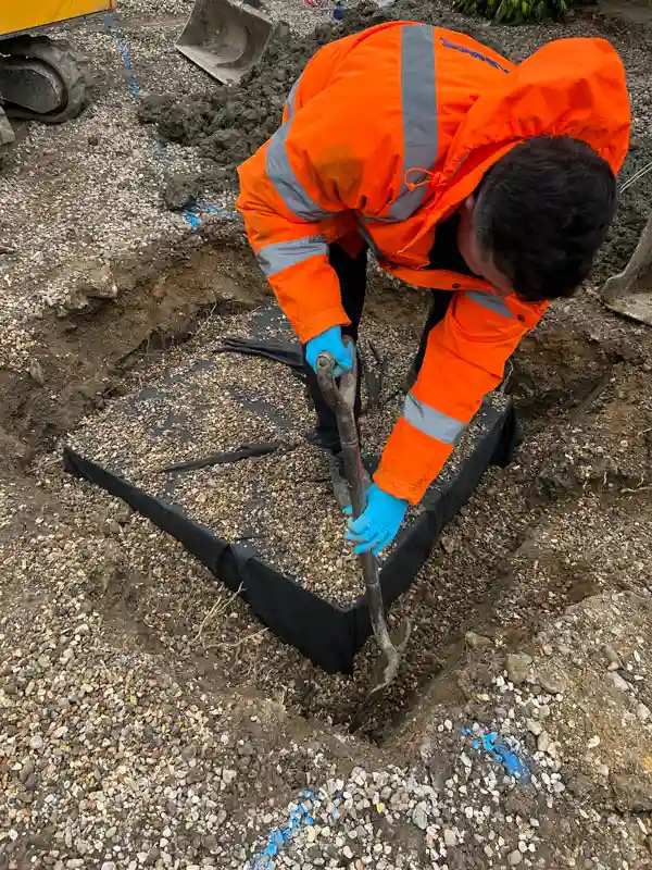Your septic tank engineer installing a soakaway